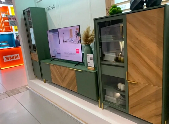 Гостиная Сиена дымчатый зеленый/дуб вотан