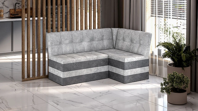 Скамья угловая «Оскар» исп. 2 Микровелюр Wellmart Silver, Graphite