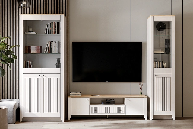 Гостиная "Валенсия" Персидский жемчуг / Дуб натуральный светлый